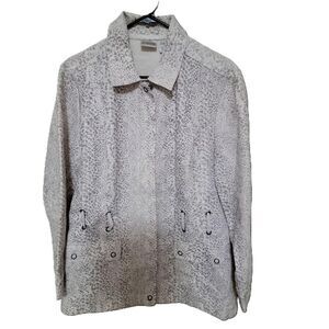 chicos women's blazer jacket size 3 xlarge con cremallera y broches en su frente